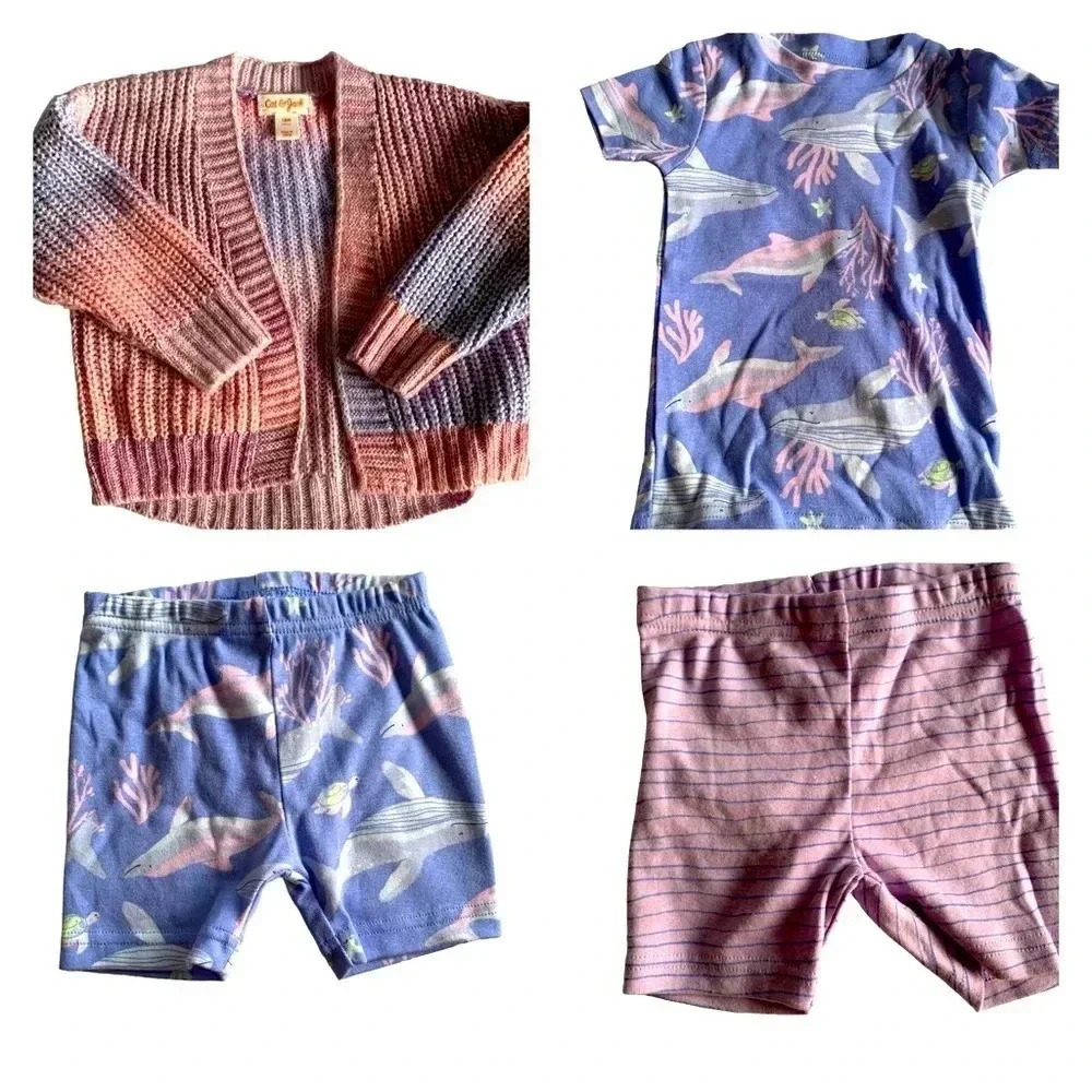 4 Piece 18 Month Bundle- Cotton Candy Whales